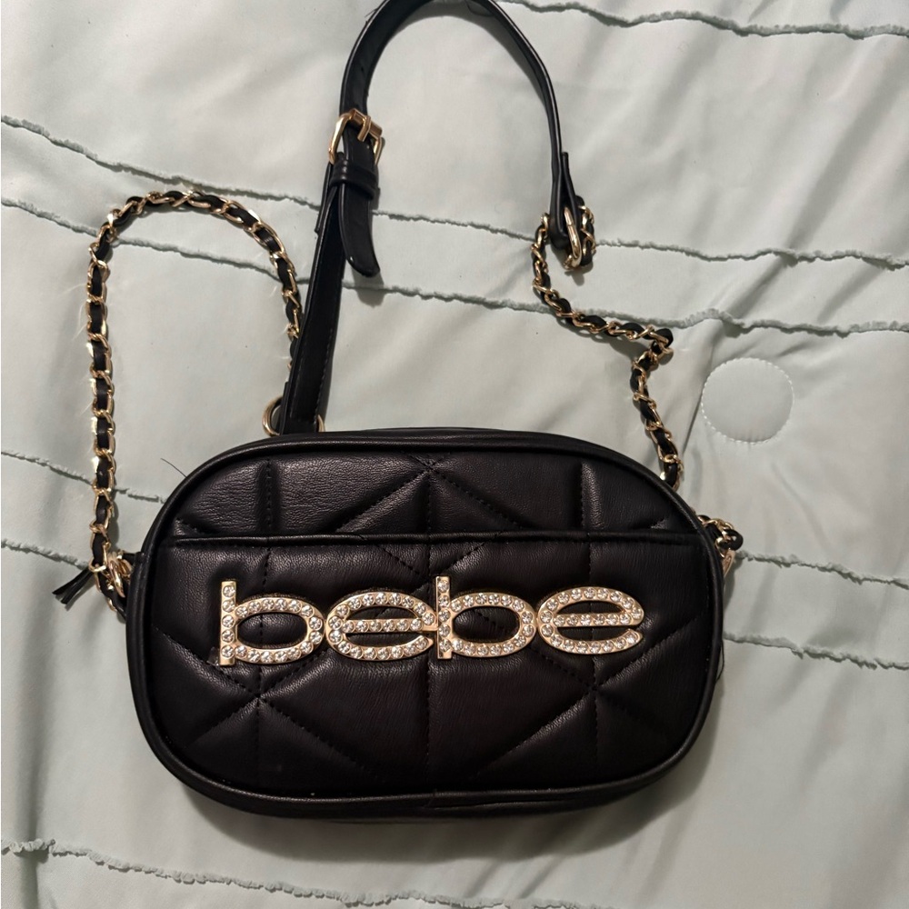 Bebe Gold and Black Crossbody Bag